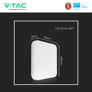 V-Tac Pro VT-8630 Plafoniera LED Quadrata 48W Chip Samsung IP44