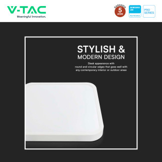 V-Tac Pro VT-8630 Plafoniera LED Quadrata 48W Chip Samsung IP44