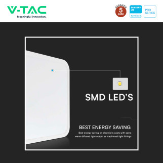 V-Tac Pro VT-8630 Plafoniera LED Quadrata 48W Chip Samsung IP44