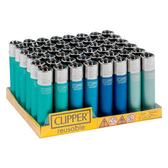Clipper Large Accendino a Pietrina Metallic Aqua 48 Accendini