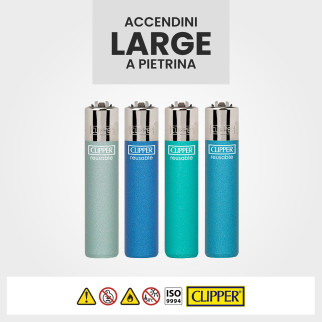 Clipper Large Accendino a Pietrina Metallic Aqua 48 Accendini