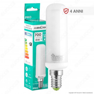 Marino Cristal Serie PRO Lampadina LED E14 8W Tubolar T28 Dimmerabile