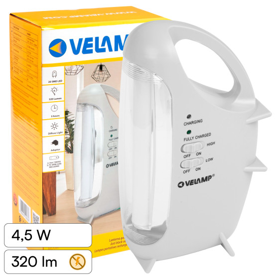 Velamp Lampada LED Anti Black-Out 4,5W Portatile Ricaricabile Velamp Lampada LED Anti Black-Out 4,5W Portatile Ricaricabile