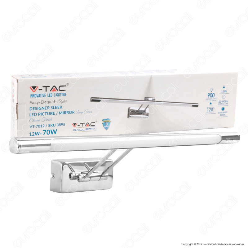 V-Tac VT-7012 Lampada da Specchio Wall Light Cromata 12W - SKU 3982 /