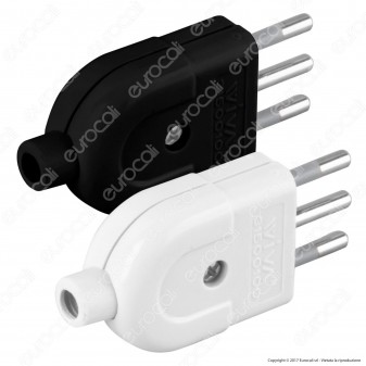 Wiva Spina Singola 10A con Uscita Cavo Dritta - Colore Bianco o Nero