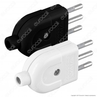 Wiva Spina Singola 10A con Uscita Cavo Dritta - Colore Bianco o Nero