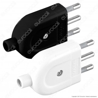 Wiva Spina Singola 16A con Uscita Cavo Dritta - Colore Bianco o Nero