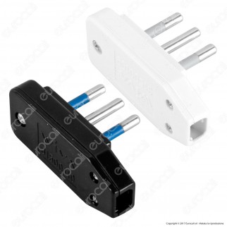 Wiva Spina Singola 10A Piatta con Uscita Cavo 90° - Colore Bianco o
