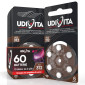 Udivita 60 Batterie per Protesi Acustiche Misura 312 Zinco Aria Tecnologia Phono Pulse - 10 blister da 6