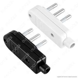 Wiva Spina Singola 16A Piatta con Uscita Cavo 90° - Colore Bianco o