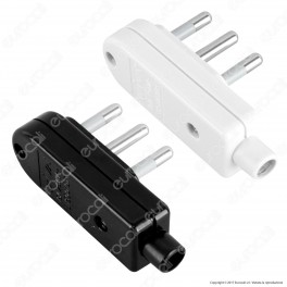 Wiva Spina Singola 16A Piatta con Uscita Cavo 90° - Colore Bianco o