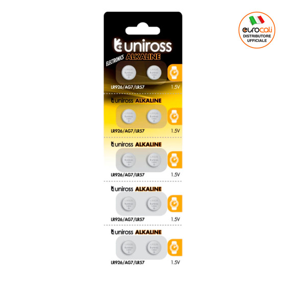Uniross Alkaline Electronics Pile Alcaline a Bottone LR926 / AG7 1,5V Uniross Alkaline Electronics Pile Alcaline a Bottone LR926 / AG7 1,5V