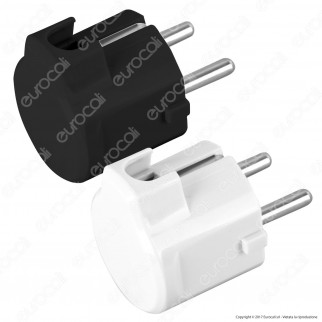 Wiva Spina Singola Schuko con Uscita Cavo 90° - Colore Bianco o Nero