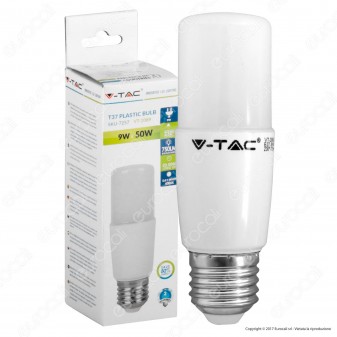 V-Tac VT-2089 Lampadina LED E27 9W Tubolare T37 - SKU 7256 / 7257 /
