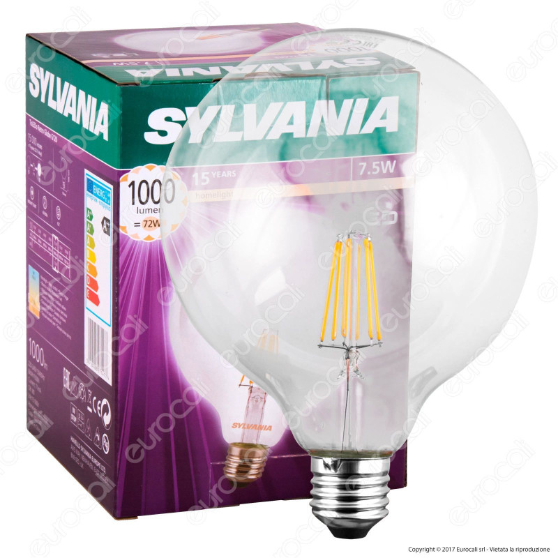 Sylvania ToLEDo Retro Lampadina LED E27 7,5W Globo G124 Filamento -