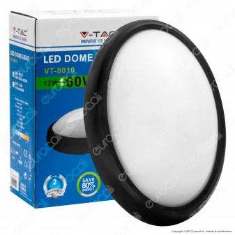 V-Tac VT-8010 Plafoniera LED 12W Forma Ovale Colore Nero - SKU 1350 /