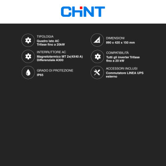 Chint Quadro Elettrico Lato AC Trifase Fino a 20kW 400V IP65 CEI 0-21