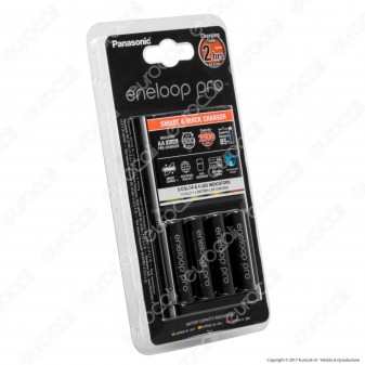 Panasonic Eneloop PRO Caricabatterie Rapido BQ CC55E + 4 Pile Stilo