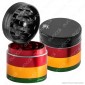 Grinder Tritatabacco Black Leaf 4 Parti Colorazione Rasta