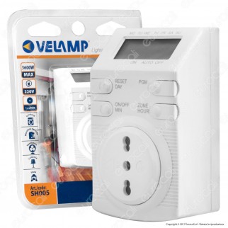 Velamp Timer Digitale Temporizzatore Settimanale Programmabile Presa