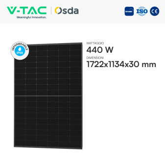 Pannelli Fotovoltaici 440W TIER 1 TOPCon IP68 Full Black V-Tac Osda
