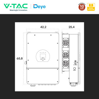 V-Tac Deye Inverter Trifase On-Grid / Off-Grid 12kW IP65
