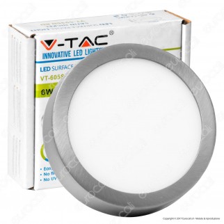 V-Tac VT-605SN RD Pannello LED Rotondo 6W SMD Satinato con Driver -