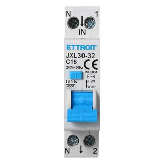 ETTROIT Magnetotermico Differenziale 1P+N 16A 30mA 220V-4.5KA - Mod. JX251640