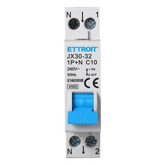 ETTROIT Magnetotermico Differenziale 1P+N 10A 30mA 220V-4.5KA - Mod. JX251040