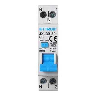 ETTROIT Magnetotermico Differenziale 1P+N 6A 30mA 220V-4.5KA - Mod. JX250640