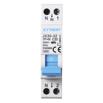 ETTROIT Interruttore Magnetotermico 1P+N 20A 220V 6KA - Mod. JX152060