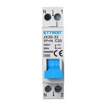 ETTROIT Interruttore Magnetotermico 1P+N 20A 220V 4.5KA - Mod. JX152040
