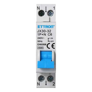 ETTROIT Interruttore Magnetotermico 1P+N 6A 220V 4.5KA - Mod. JX150640