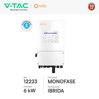V-Tac Inverter Monofase Ibrido On-Grid / Off-Grid 6kW IP66
