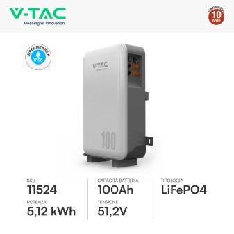 VT-48100 Batteria LiFePO4 5.12KWh IP65 Fotovoltaico V-Tac