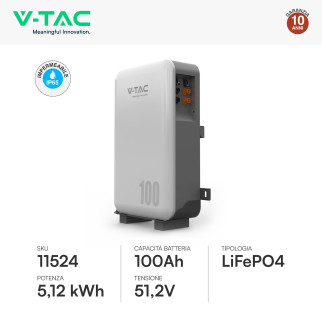 VT-48100 Batteria LiFePO4 5.12KWh IP65 Fotovoltaico V-Tac