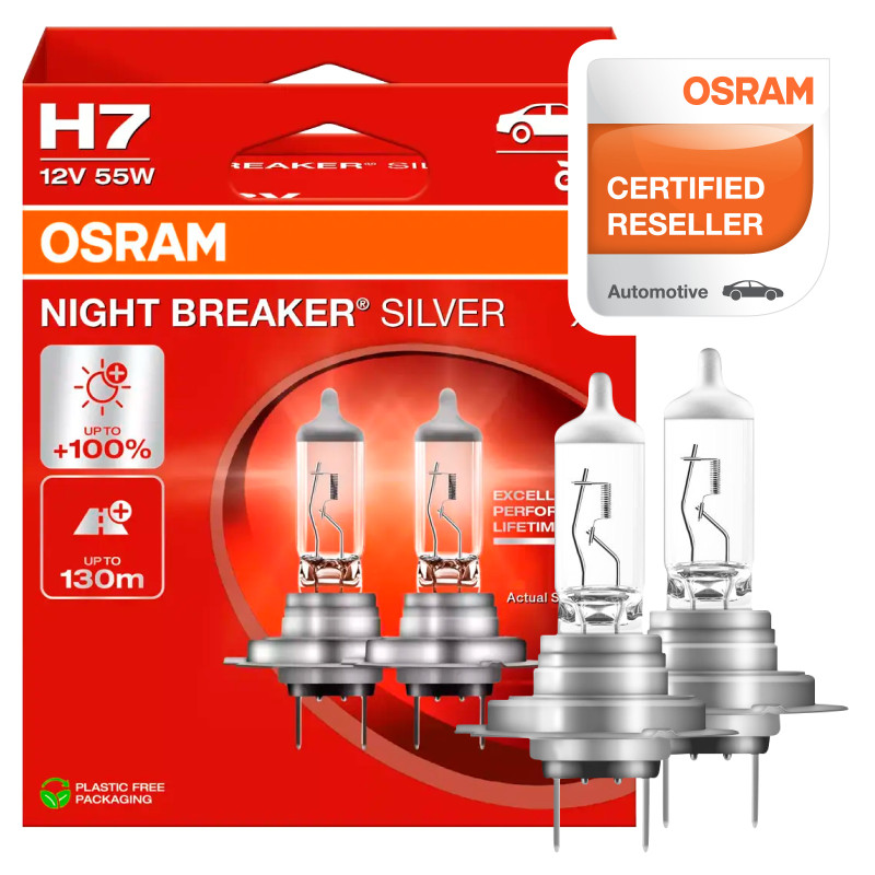 Lampadine Night Breaker Silver H7 per Fari Auto Osram Lampadine Night Breaker Silver H7 per Fari Auto Osram