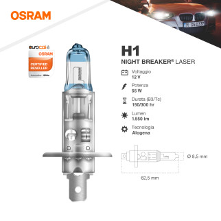 Lampadine Night Breaker Laser H1 per Fari Auto Osram Lampadine Night Breaker Laser H1 per Fari Auto Osram