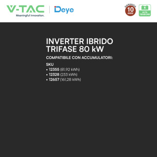 V-Tac Deye Inverter Trifase On-Grid / Off-Grid 80kW IP65
