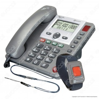Amplicomms PowerTel 97 Telefono Fisso con Segreteria e Bracciale SOS