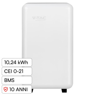 V-Tac Batteria BMS LiFePO4 51,2V 200Ah 10,24kWh per Inverter CEI 0-21