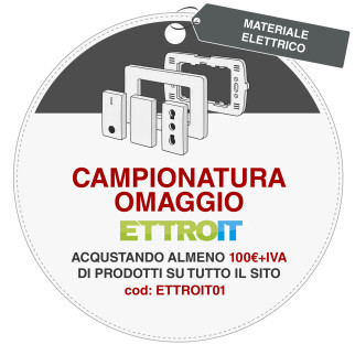 Campionatura Omaggio Ettroit - Supporto + Placca + Bipasso + Falso polo + Interruttore Campionatura Omaggio Ettroit - Supporto + Placca + Bipasso + Falso polo + Interruttore