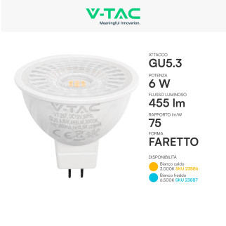 Faretto LED GU5.3 6W MR16 SMD 110° V-Tac