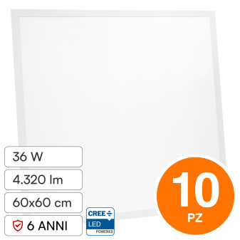 10 Pannelli LED Quadrati 36W SMD CREE con Driver LiFud V-Tac Pro