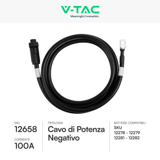 Cavo di Potenza Negativo Colore Nero 2m per Accumulatori