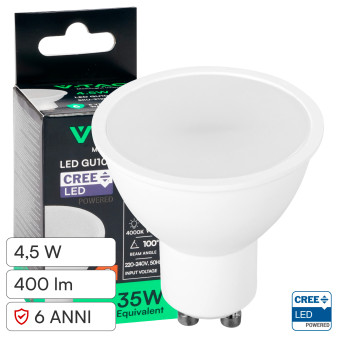 Faretto LED GU10 4,5W PAR16 SMD Chip CREE V-Tac