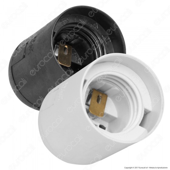 Wiva Portalampada Liscio E27 250V 4A in LCP - Colore Bianco o Nero - Wiva Portalampada Liscio E27 250V 4A in LCP - Colore Bianco o Nero -