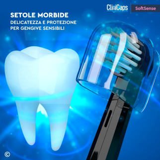 CliniCaps SoftSense Testine Spazzolino Elettrico Nere Setole Morbide