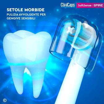 CliniCaps SoftSense Spire Testine Spazzolino Elettrico Setole Morbide
