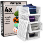 VertiRoll Cassetti Impilabili Scorrevoli Salvaspazio Portaoggetti Armadio Cucina Bagno Colore Bianco - Organizer da 4 Cassetti